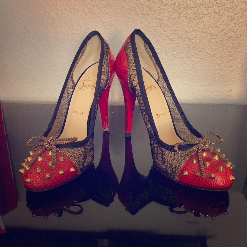 Christian Louboutin Lace with Spikes/Zipper Detail